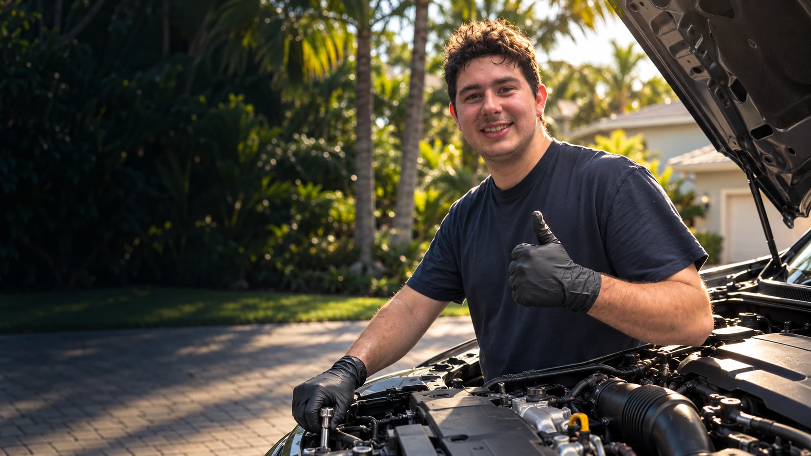 Josh Mobile mechanic beside an open engine bay
